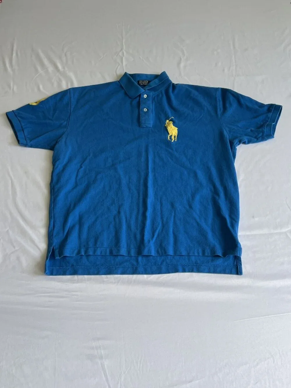 Polo Ralph Lauren Men's Big Pony Polo Sz XL Blue Yellow EUC